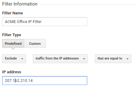 Google Analytics IP filter settings