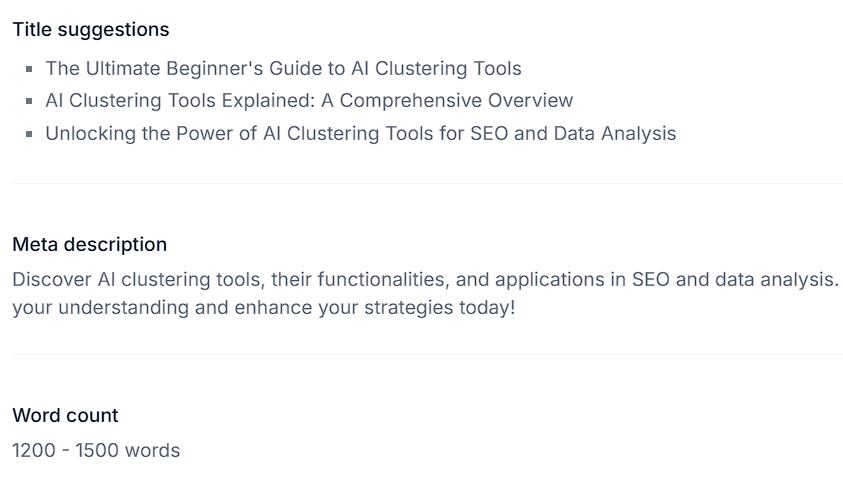 Content brief for a search topic