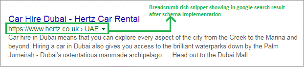 Breadcrumbs instead of the URL snown in the search result